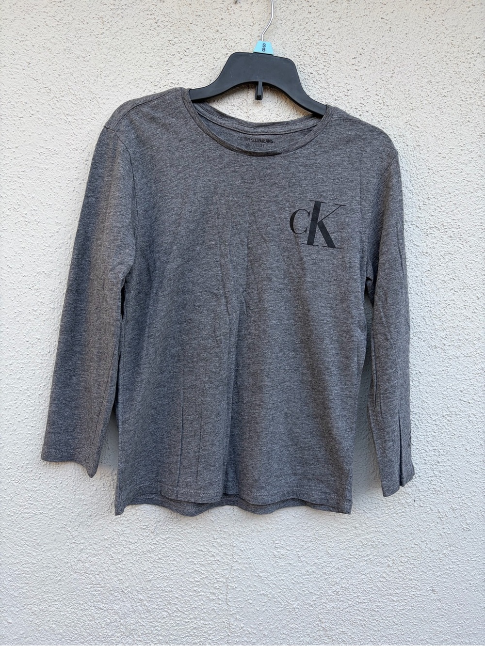 Calvin Klein Kids' Gray Long-Sleeve Logo Tee Size M